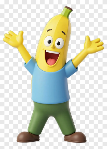 Cartoon Banana Character Smiling And Waving PNG