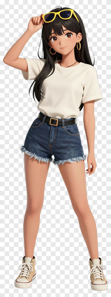 3D Young Woman In Casual Outfit PNG