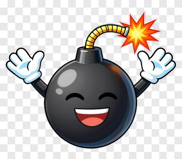 Cartoon Bomb With A Smile And Exploding Fuse PNG