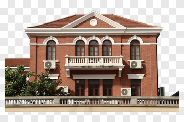Classic Red Brick Building With Balcony PNG