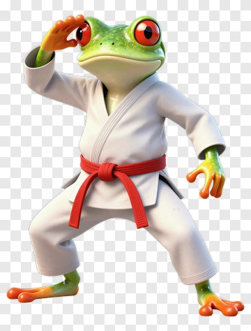 3D Frog Wearing A Karate Gi PNG