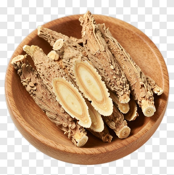 Dried Herbal Roots In A Wooden Bowl PNG