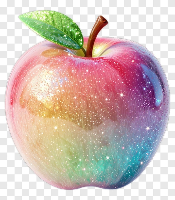 Colorful Glitter Apple PNG