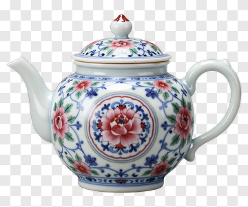 Decorative Teapot With Floral Design PNG