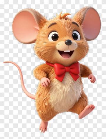 Cartoon Mouse With A Red Bow Tie PNG