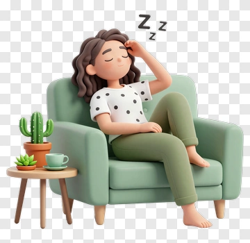 Cartoon Woman Relaxing On A Sofa PNG
