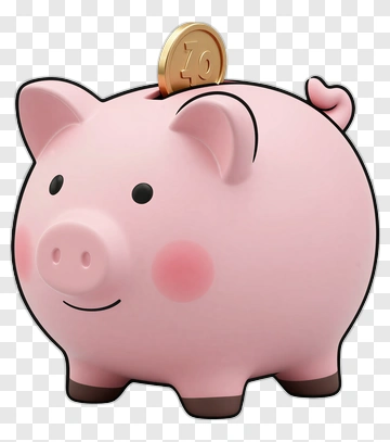 Cartoon Piggy Bank With Coin PNG