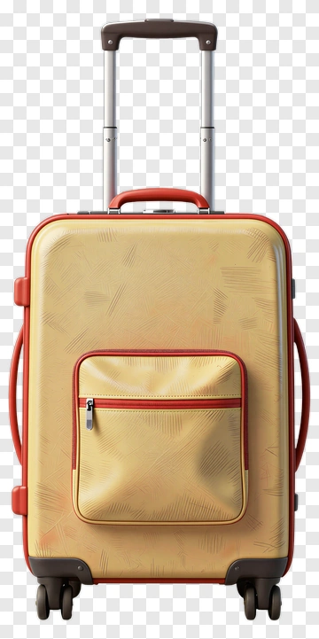 Gold Suitcase With Red Accents PNG