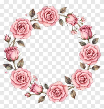 Floral Wreath Of Pink Roses PNG