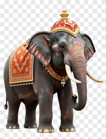 Decorative Elephant With Ornate Headdress PNG