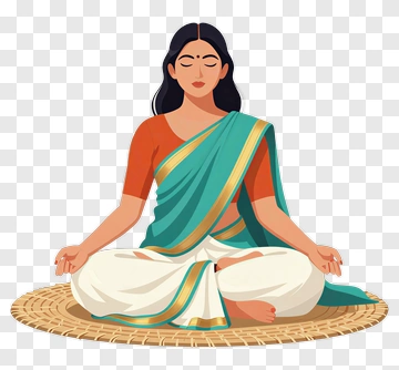 Woman Meditating In Traditional Attire PNG