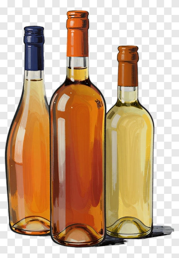 Illustration Of Three Wine Bottles PNG