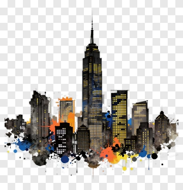 Colorful Skyline With Empire State Building PNG