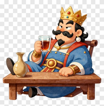 King Holding A Drink At A Table PNG