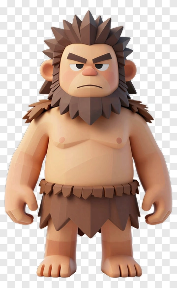 3D Caveman Character PNG