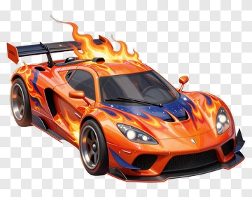 Sports Car With Flame Design PNG