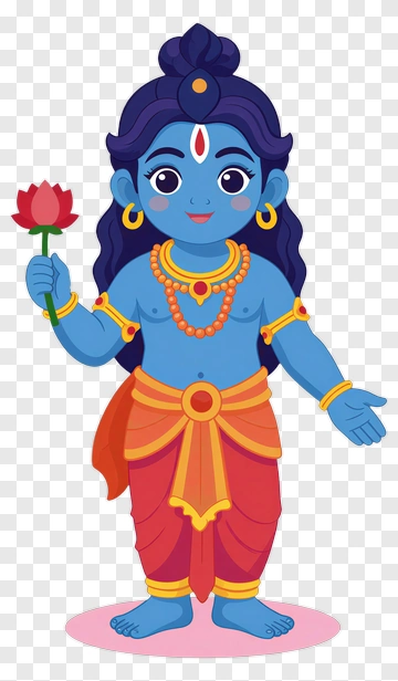 Cartoon Hindu God Holding A Lotus Flower PNG
