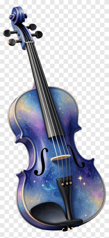 Colorful Violin With Galaxy Design PNG