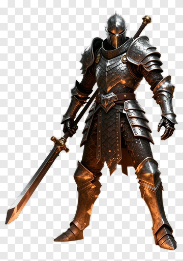 Armored Knight Holding A Sword PNG