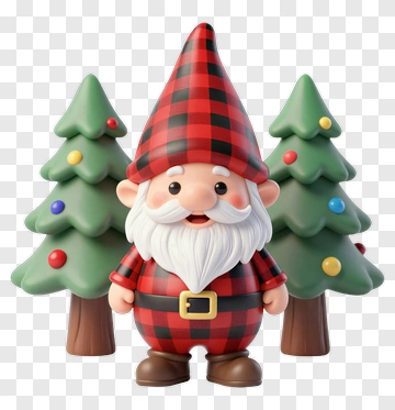 3D Gnome With Christmas Trees PNG