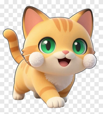 Cartoon Cat With Green Eyes PNG