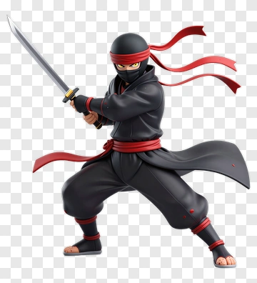 3D Ninja Holding A Sword PNG