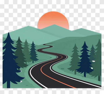 Winding Road Through A Mountain Landscape PNG