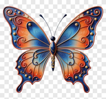 Colorful Butterfly With Intricate Design PNG