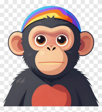 Cartoon Monkey With Colorful Hat PNG
