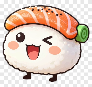 Kawaii Sushi Character Winking PNG