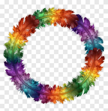 Colorful Feather Wreath PNG