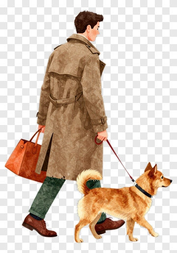 Man Walking A Dog PNG