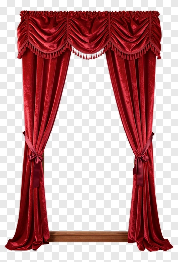 Red Velvet Curtain With Decorative Drapes PNG