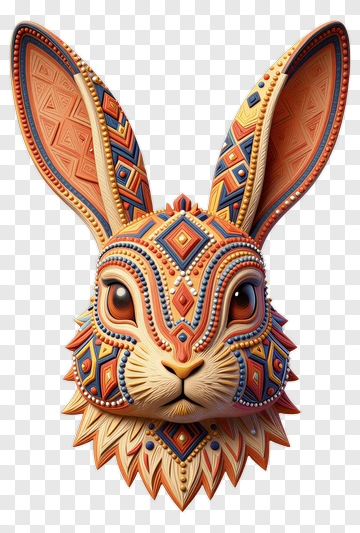 Decorative Rabbit Head With Intricate Patterns PNG