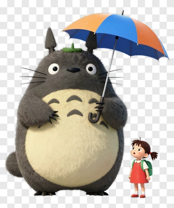 Totoro Holding An Umbrella With A Girl PNG