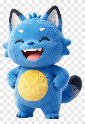 Cartoon Blue Cat Character Smiling PNG