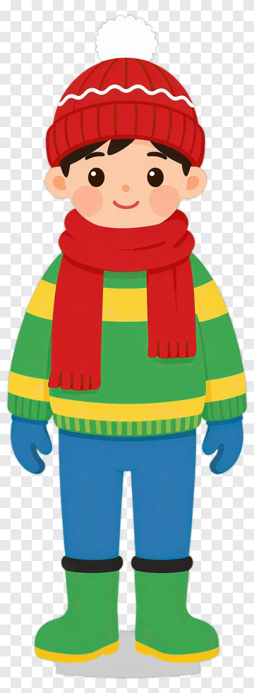 Cartoon Boy In Winter Outfit PNG