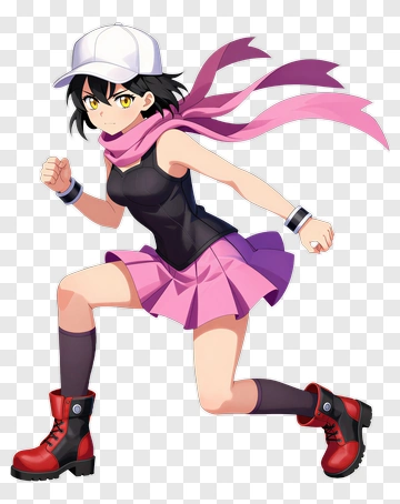 Running Character In Pink Skirt And Boots PNG