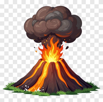 Volcano Erupting With Lava And Smoke PNG