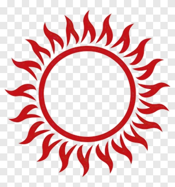 Red Sun Symbol With Flames PNG