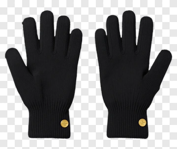Black Knit Gloves With Gold Button PNG