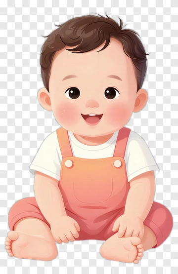 Cartoon Baby Sitting And Smiling PNG