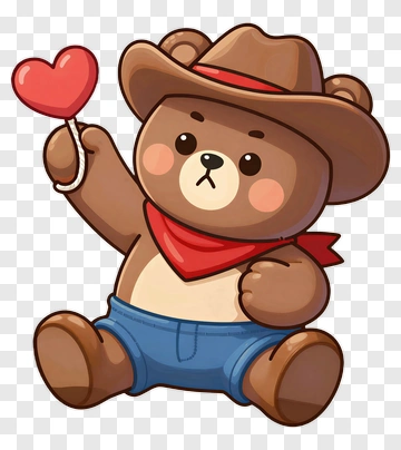 Cartoon Bear Holding A Heart PNG