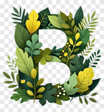 Colorful Leafy Letter B PNG