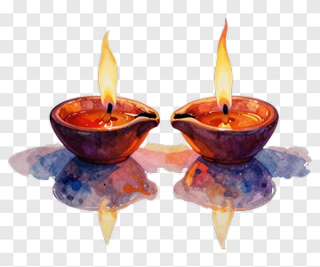 Watercolor Oil Lamps With Flames PNG