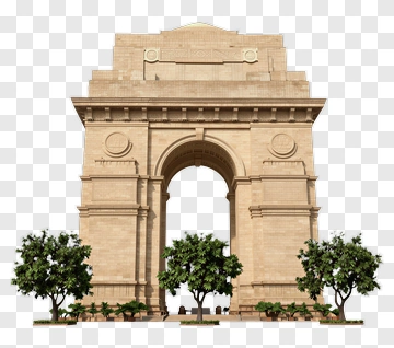 India Gate Monument Surrounded By Trees PNG