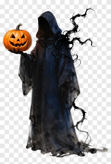 Halloween Ghost Holding A Pumpkin PNG