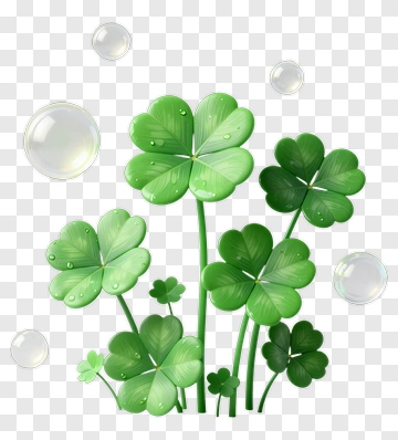 Green Clover With Bubbles PNG