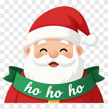 Cartoon Santa Claus Smiling With Ho Ho Ho Ribbon PNG