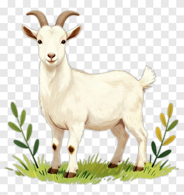 Cartoon Goat Standing In A Meadow PNG